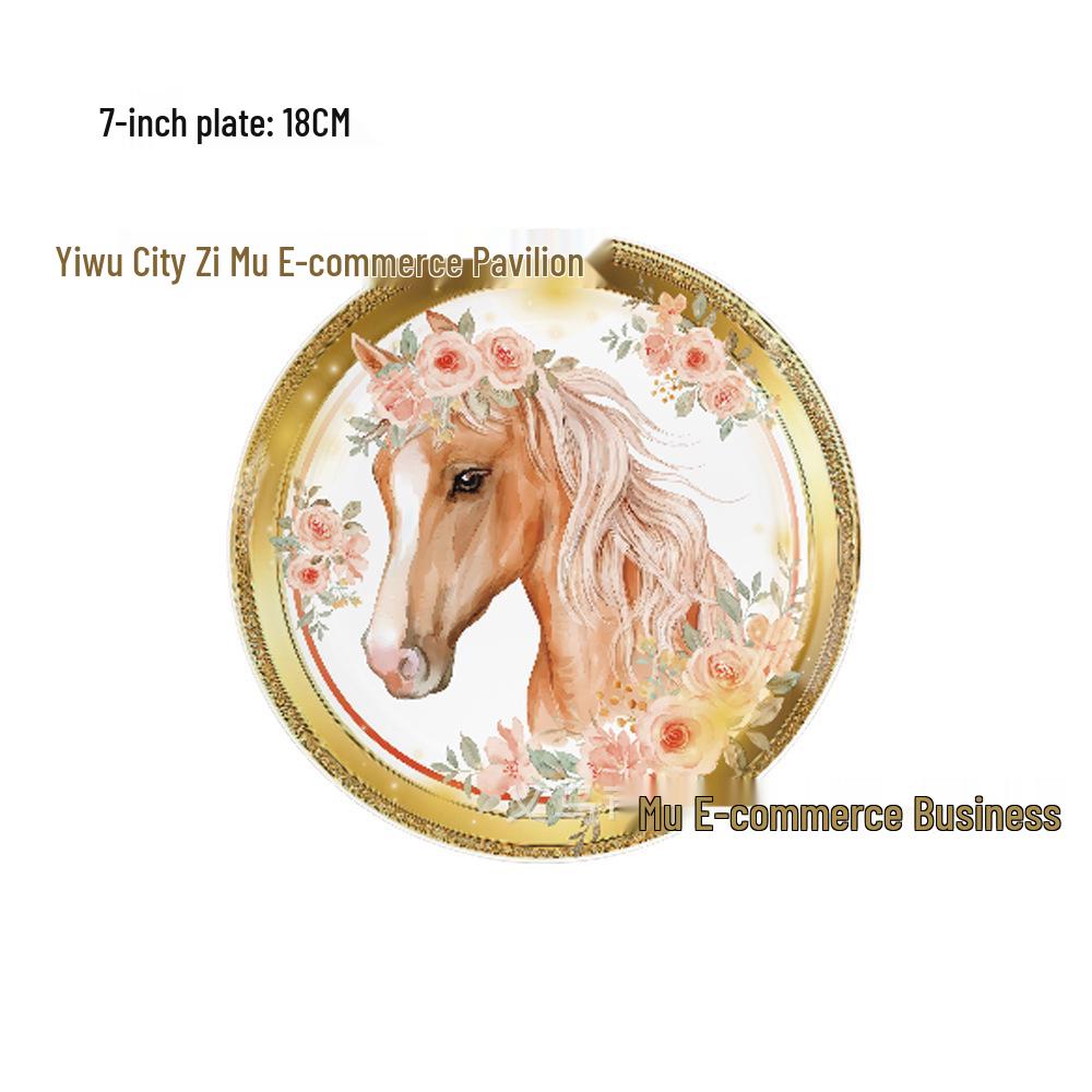 Horse Racing Birthday Party Décor Set - Cartoon Backdrop, Balloons, Cake Toppers