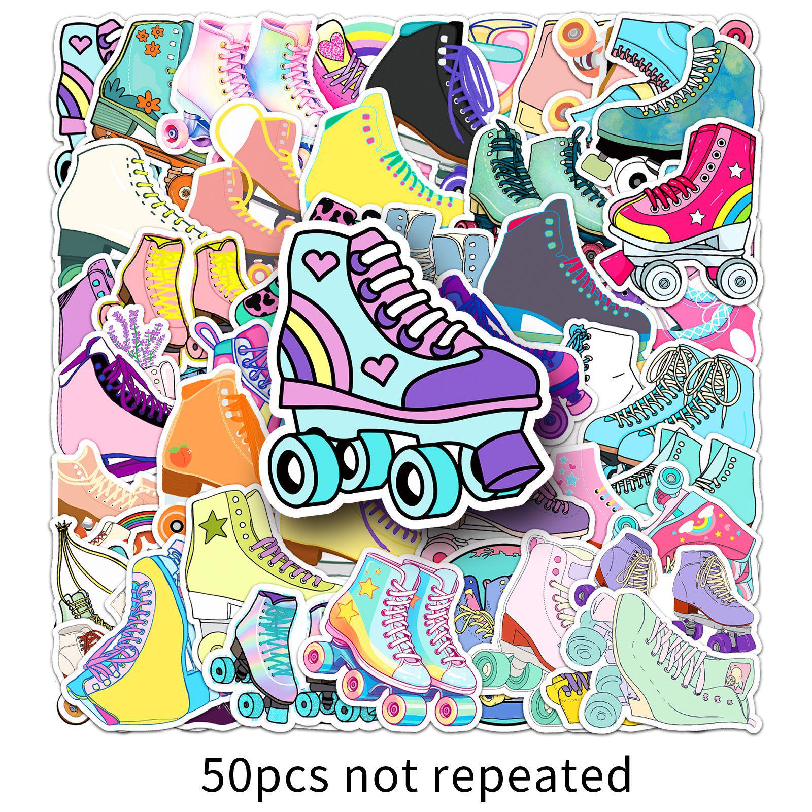 50-Pack Roller Skates Graffiti Stickers: Trendy Cartoon Decorations for Phone and Suitcase