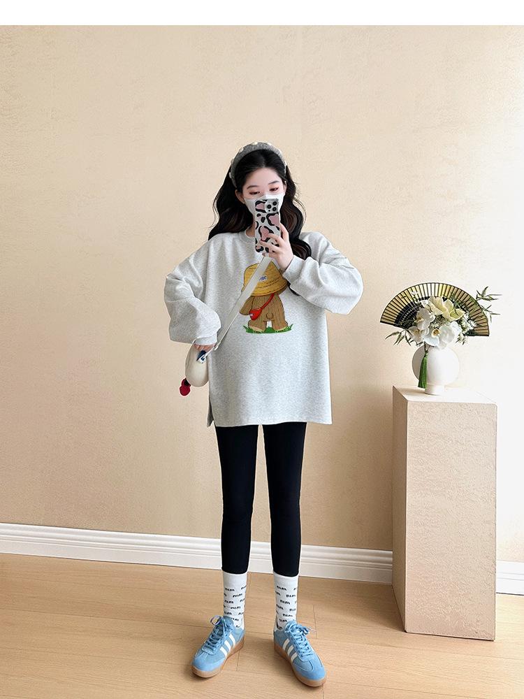 Plus Size Maternity Sweatshirt Set: Medium-Length, Loose Fit for Spring & Autumn