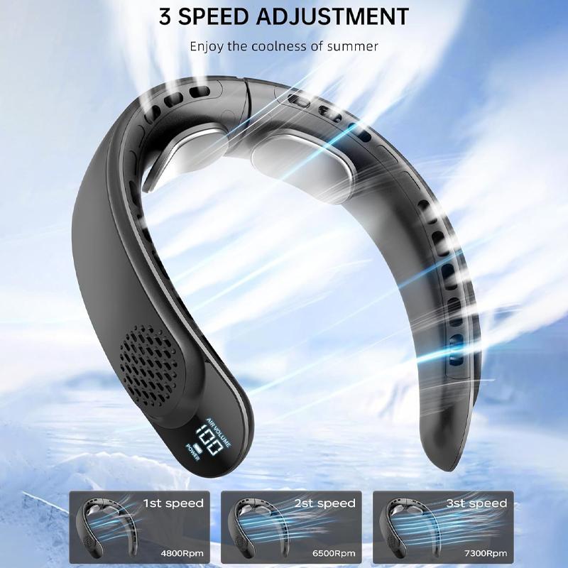Portable Neck Fan, 4 Turbo Neck Fan, 4000 mAh Battery Operated, USB Rechargeable Personal Fan, 3 Speeds, 360° Cooling Airflow