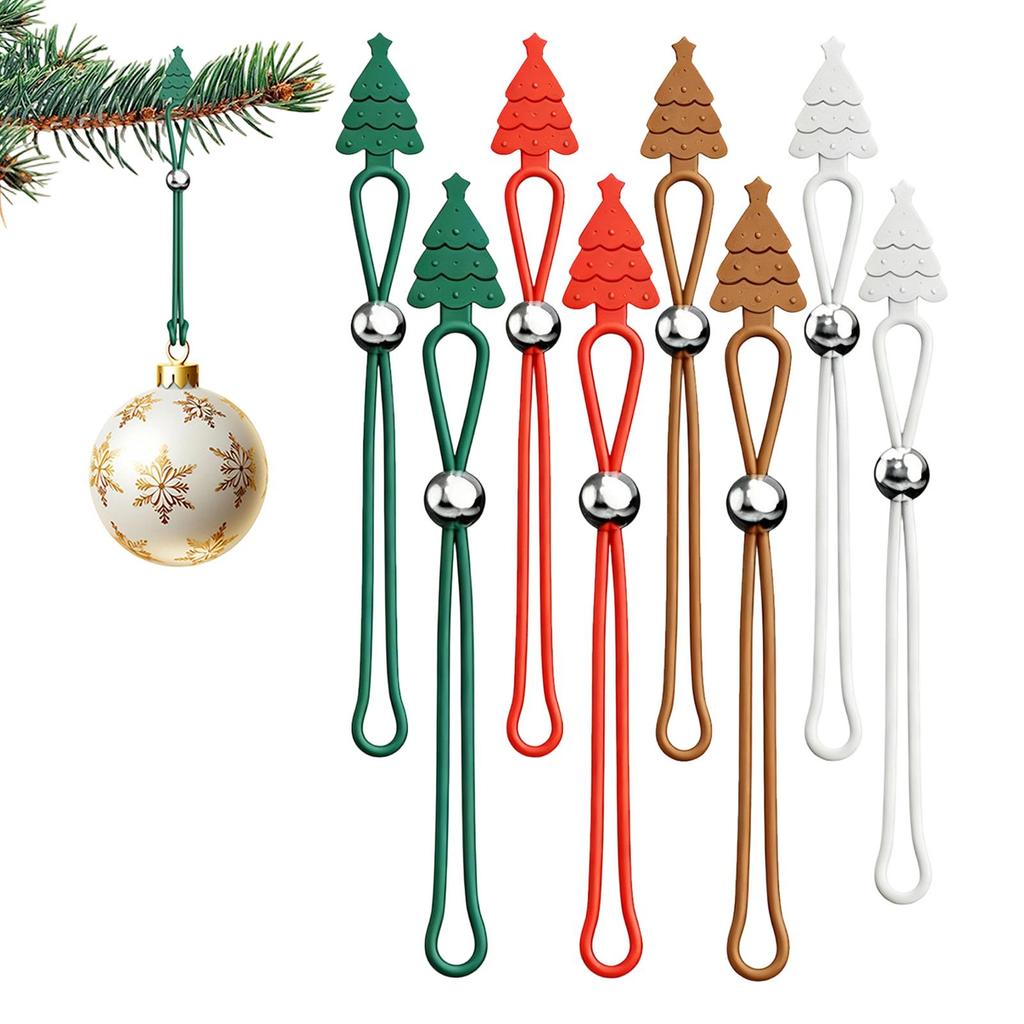 8pcs Christmas Tree Ornament Hooks Silicone Non-Slip Ties Reusable Decoration Hangers Multi-purpose Data Cable Organizer