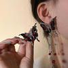 Elegent Blue Starry Sky Butterfly Earrings for Women Long Tassels Chain Zircon Luxury Red Drop Earrings Sweet Cool Y2K Jewelry