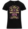 Life Begins At 50 Womens 50th Birthday T-Shirt BORN 1976 50th Gift Ladies 70s