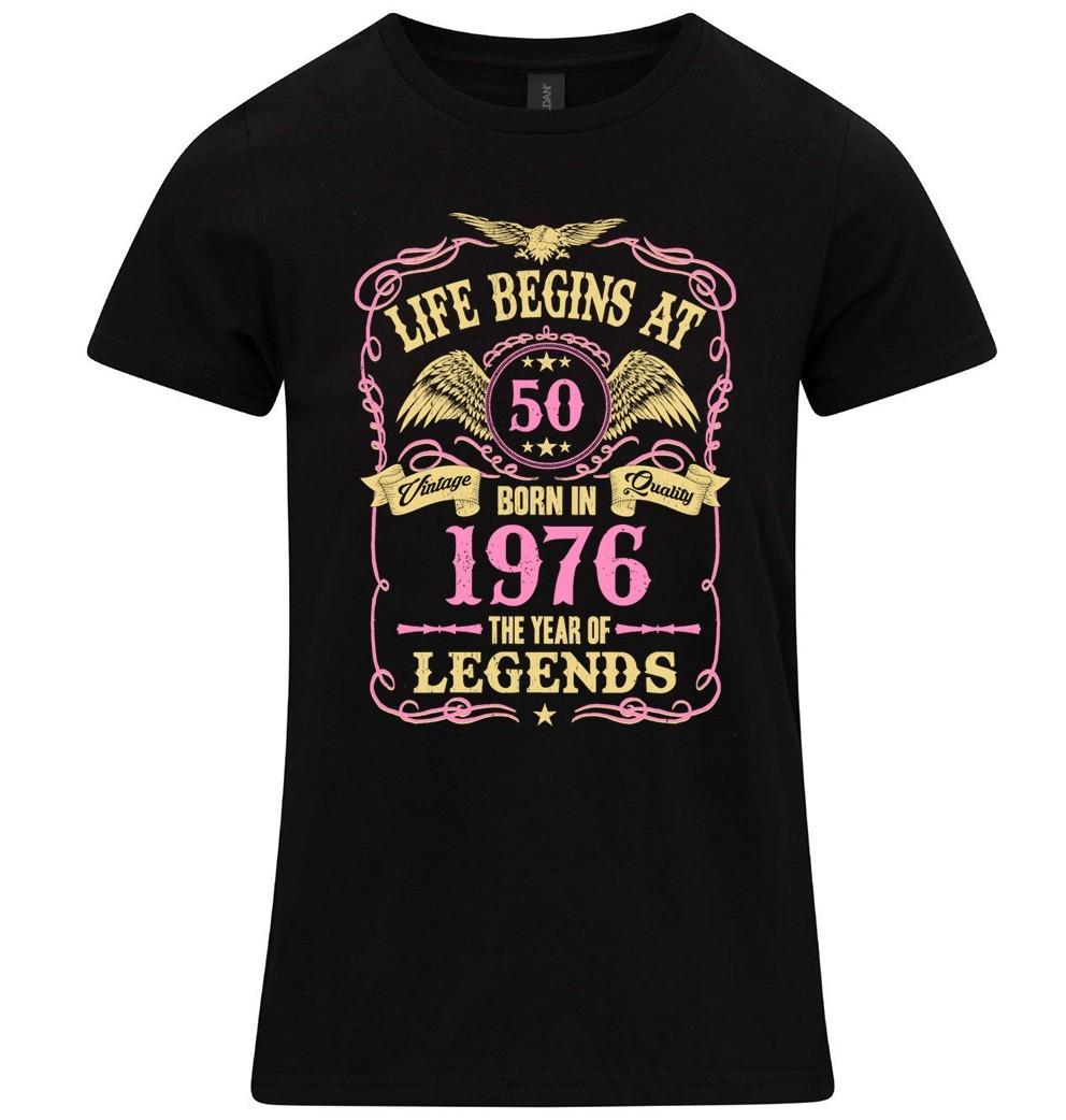 

Life Begins At 50 Womens 50th Birthday T-Shirt BORN 1976 50th Gift Ladies 70s S разноцветный