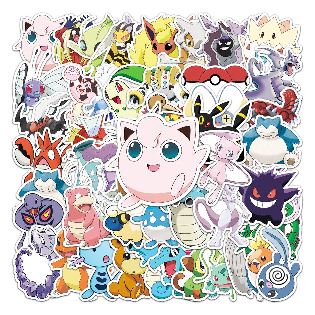 50 Pokémon Personalized Doodle Cartoon Japanese Comic DIY Suitcase Mobile Water Cup Car Stickers