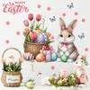 Easter Bunny Flowered Easter Egg Wall Stickers for Bedroom and Living Room Decoration and Beautification Wall Stickers