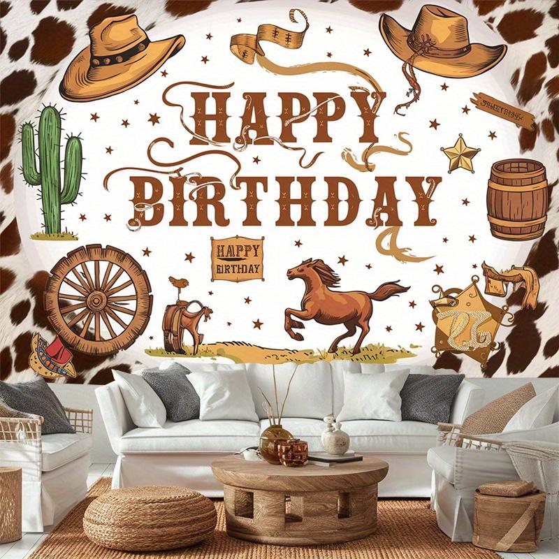 1Pcs Western Cowboy Happy Birthday Decoration Background Backdrop For Photo Studio Photo Booth Party