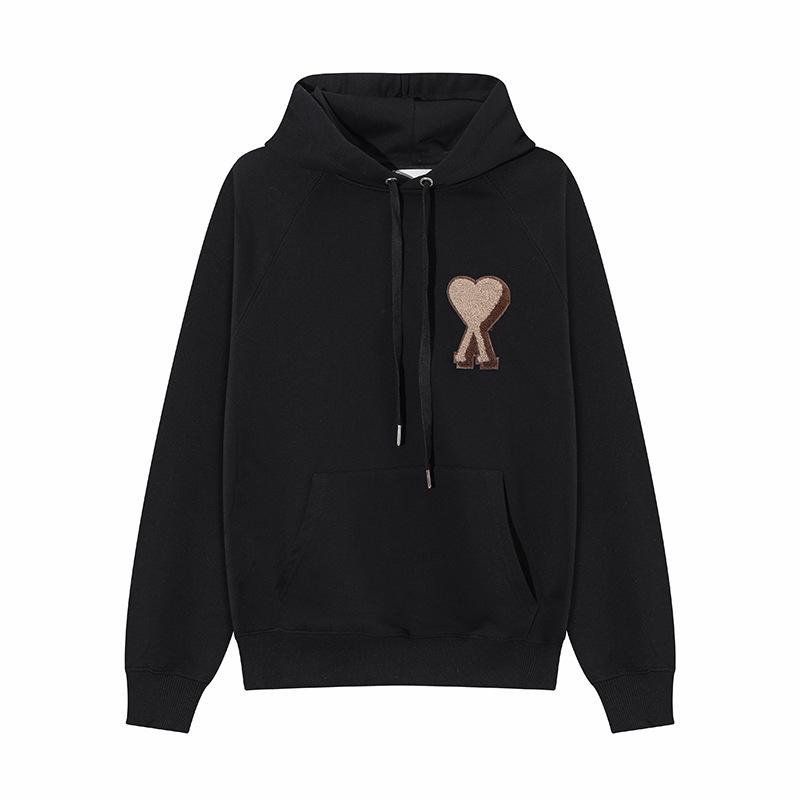 AML Unisex Long-Sleeve Hoodie: Autumn/Winter Heart Embroidery Pullover XL