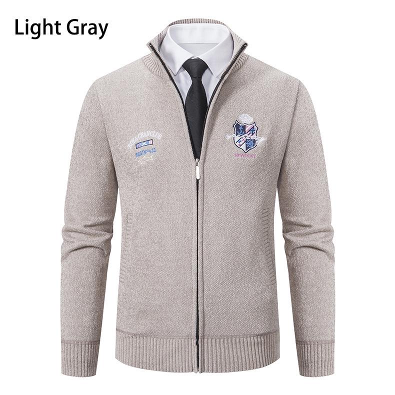Giacca Cardigan Invernale da Uomo: Manica Lunga, Colore Unito, Lavorazione Spessa, Caldo, Maglieria Casual per Uomini di Mezza Età
