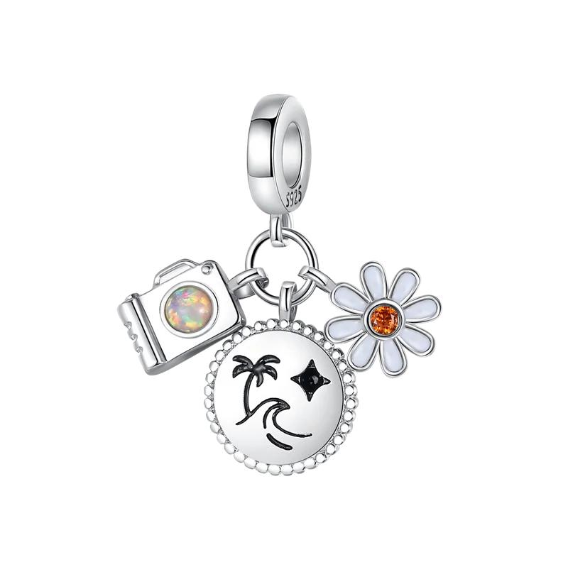 Copper Travel Theme Suitcase Camera Bag Pendant Beads Charms Fit Original Bracelets Women Diy Jewelry Gift