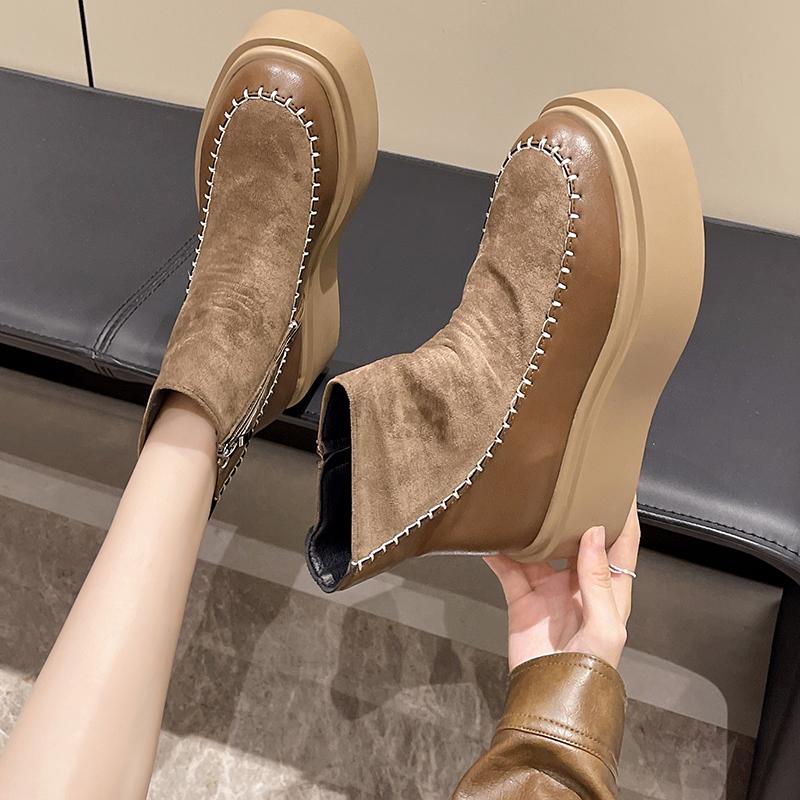 Fashion Suede Flats Platform Snow Ankle Boots Woman Shoes Winter New Comfort Walking 2024 Trend Fashion Sneakers Casual Walking