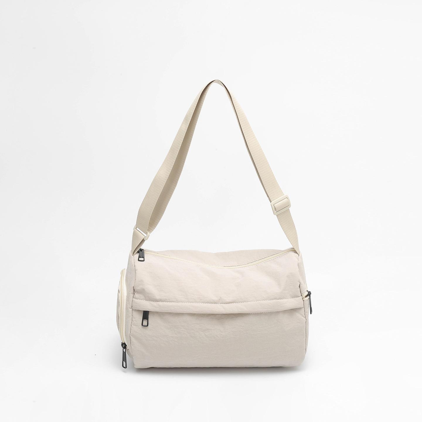

Simple Solid Color Nylon Shoulder Bags for Women Large Capacity Ladies Travel Crossbody Bag Versatile Sports Casual Tote Handbag бежевый