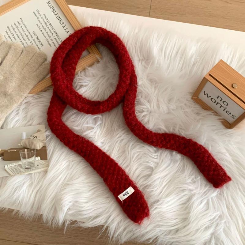 Knitted scarf atmosphere new versatile high-end neck protection scarf soft waxy thin small baguette scarf