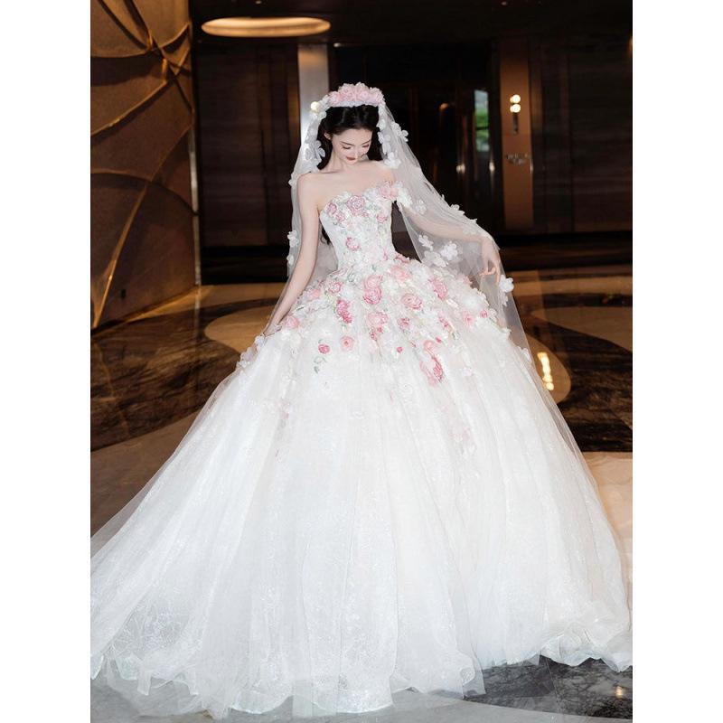 Luksusowa francuska mała suknia ślubna 2025: Uciekająca Księżniczka Suknia Ślubna z Wykwintnym Wykonaniem