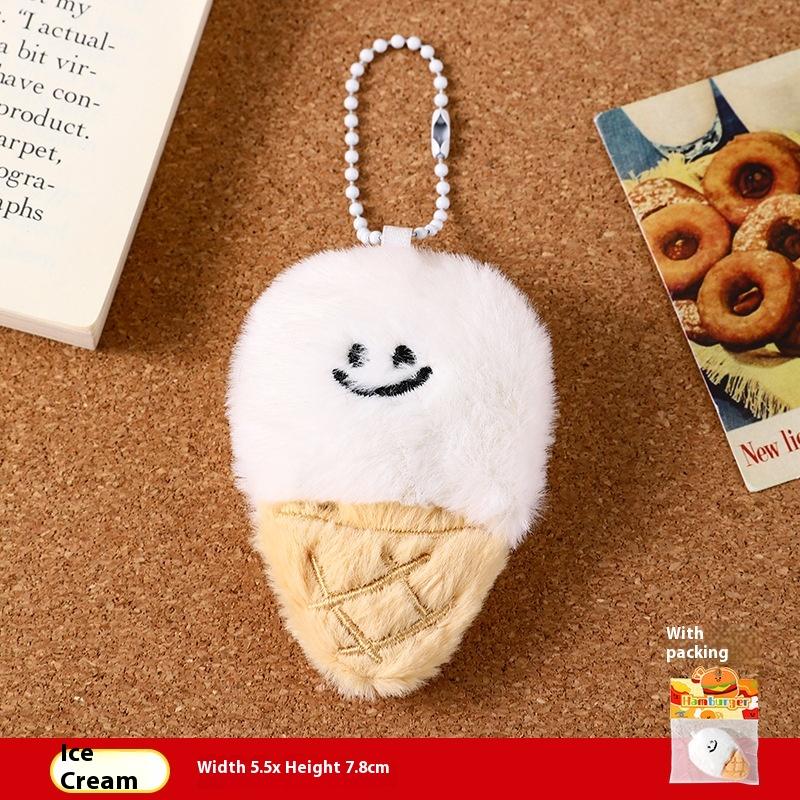 Creative Cute  Burger Potato  Chip  Doll  Keychain  Bag Pendant Couple  Girl  Plush Hanging  Ornament Gift Bag Accessory