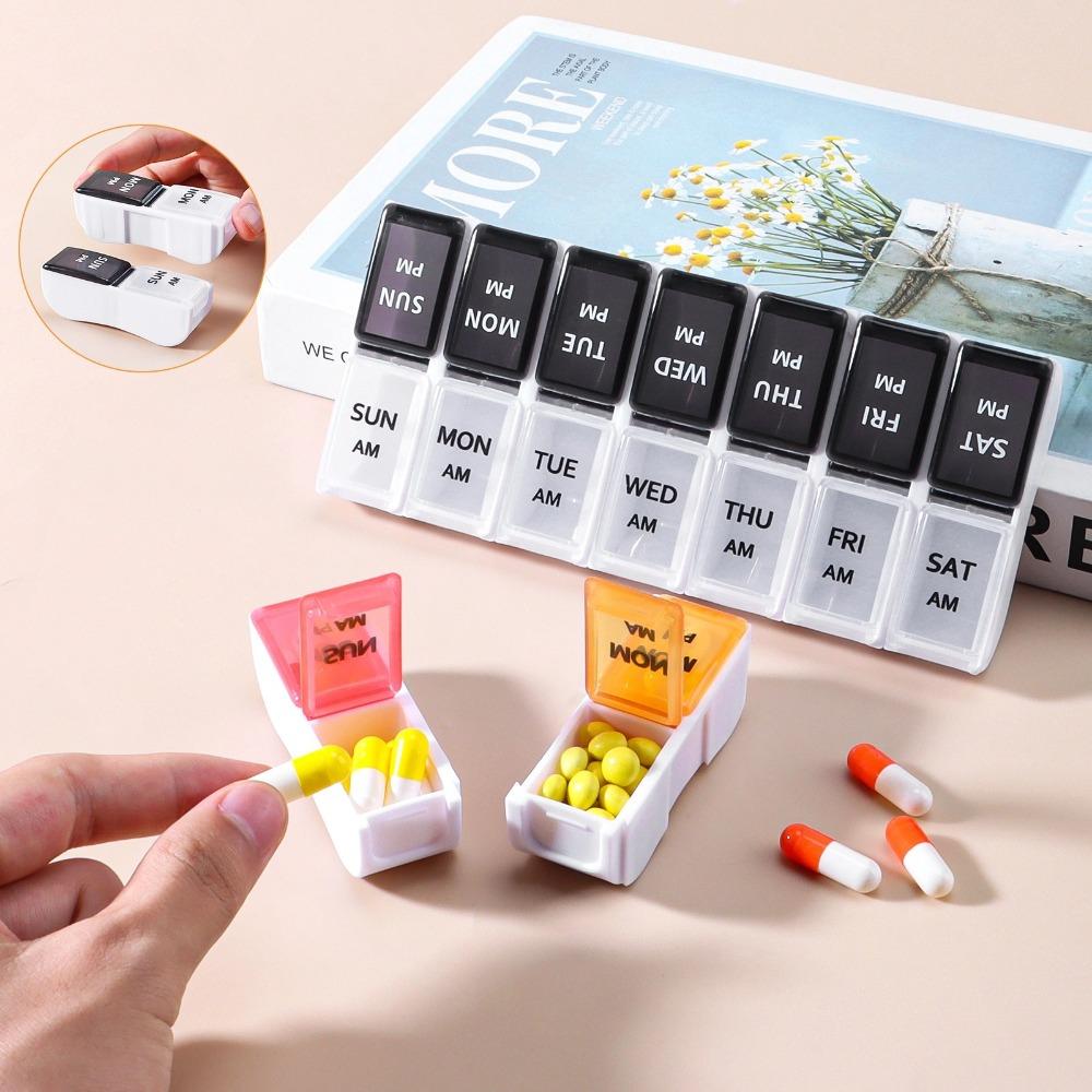 New Portable Hot Premuim Weekly Pill Organizer Case Box Twice A Day 7 Day Container Medicine for Travle Vitamins Supplement