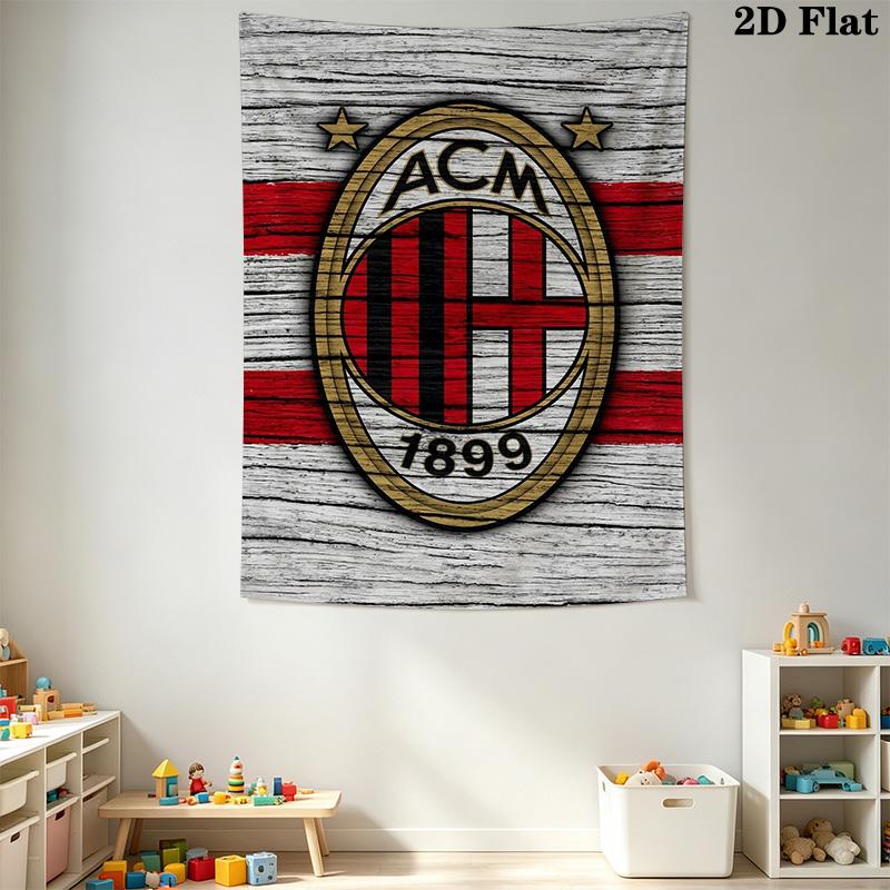 Ac Milan Crest Wallpaper Threepiece Set 1 Duvet Cover 2 Pillowcase Without Core Christmas Birthday Gift Soft And Comfortable