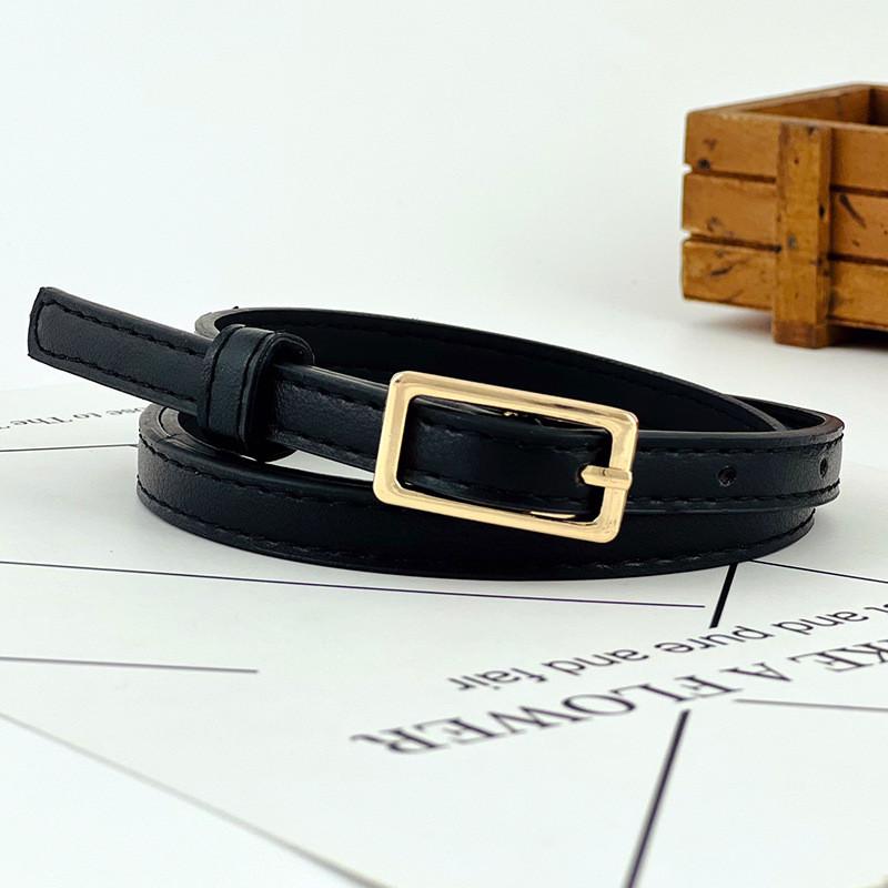 Pu Minimalist Leather Waist Belt For Women With Rectangular Buckle Design