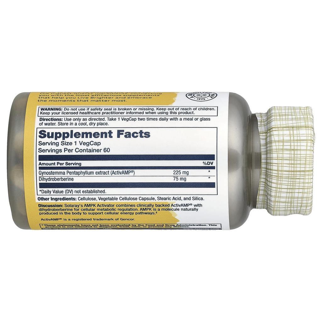 Solaray, AMPK Activator with Dihydroberberine, 60 Veggie Capsules