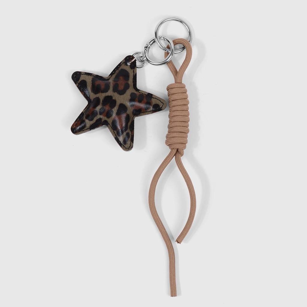 Miu Style Multicolor Leopard Heart & Star Charm Keychain