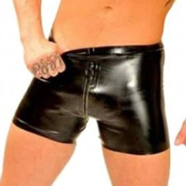 Latex Shorts Biker Cut with Zip - Fist - Leather, Latex and Vinyl