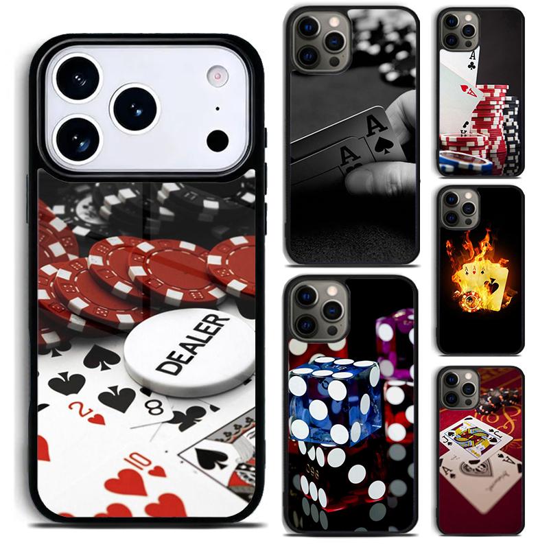 Poker Casino Art Pattern Phone Case for iPhone 17 16 15 Pro Max Air 14 13 12 11 Plus Shockproof Capa Cover