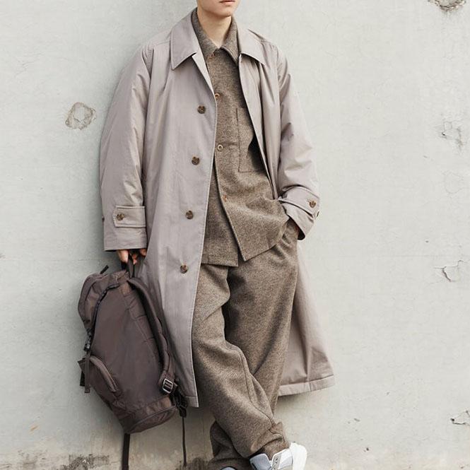 UNIQLO FW23 U Series Solid Layered Long Sleeve Trench Coat Unisex outerwear Light-Gray 462853-05