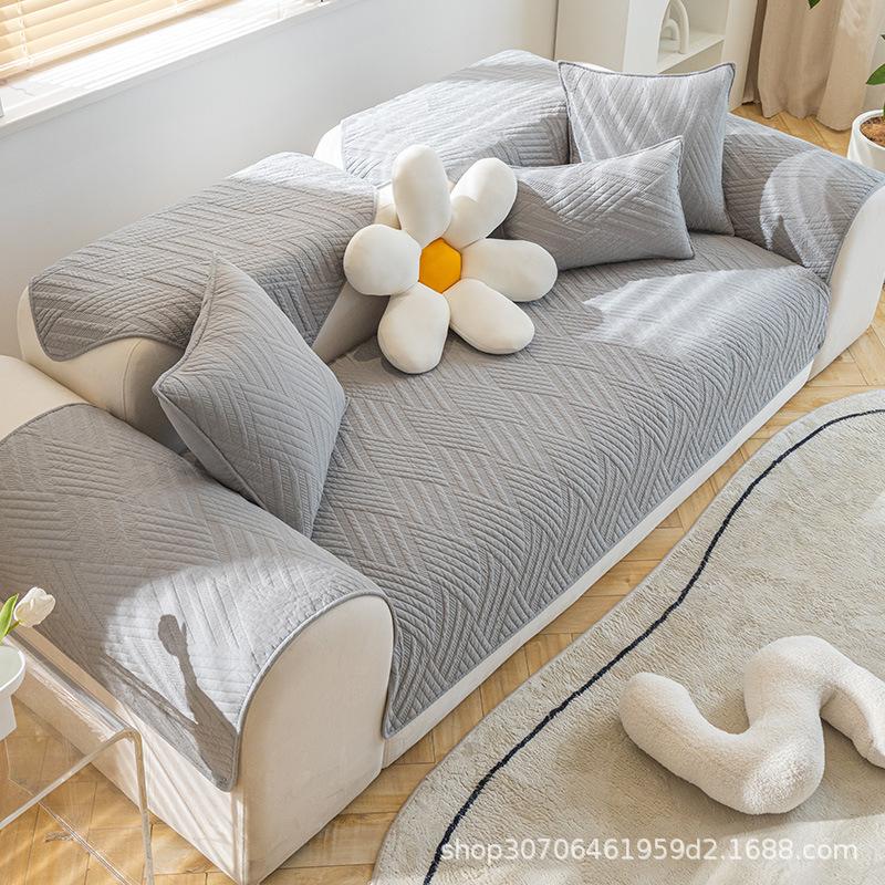 Washed Cotton Sofa Cushion, Simple Modern Seat Cushion Cushion, Light Luxury Non-Slip Sofa Cover, Universal Cover Cloth Towel For All Seasons