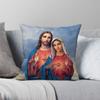 Twin Hearts Close Jesus Mary Square Pillowcase Polyester Linen Velvet Pattern Zip Decor Car Cushion Cover