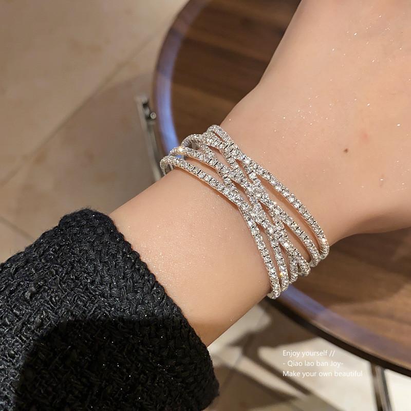 Geometric Cross Open Bracelet Silver Copper Fashion Jewelry For Stylish Office Wear
