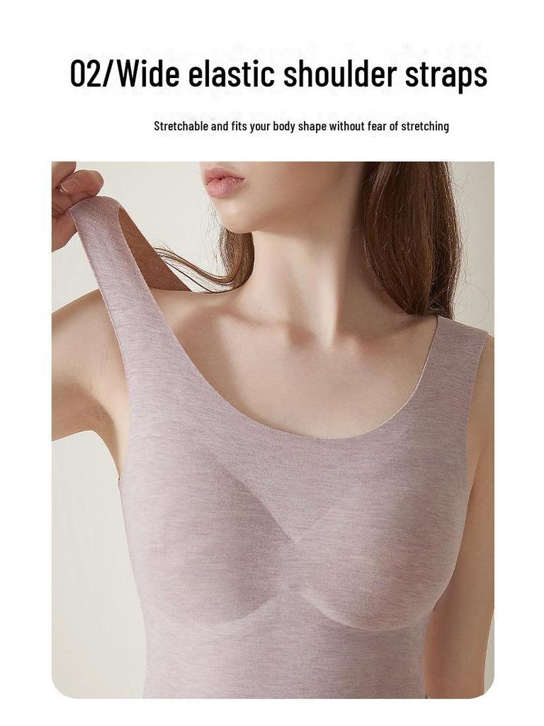 Warm Cashmere Silk Vest with Chest Pad - Women's Autumn/Winter Thermal German Velvet plus Velvet Heating Vest