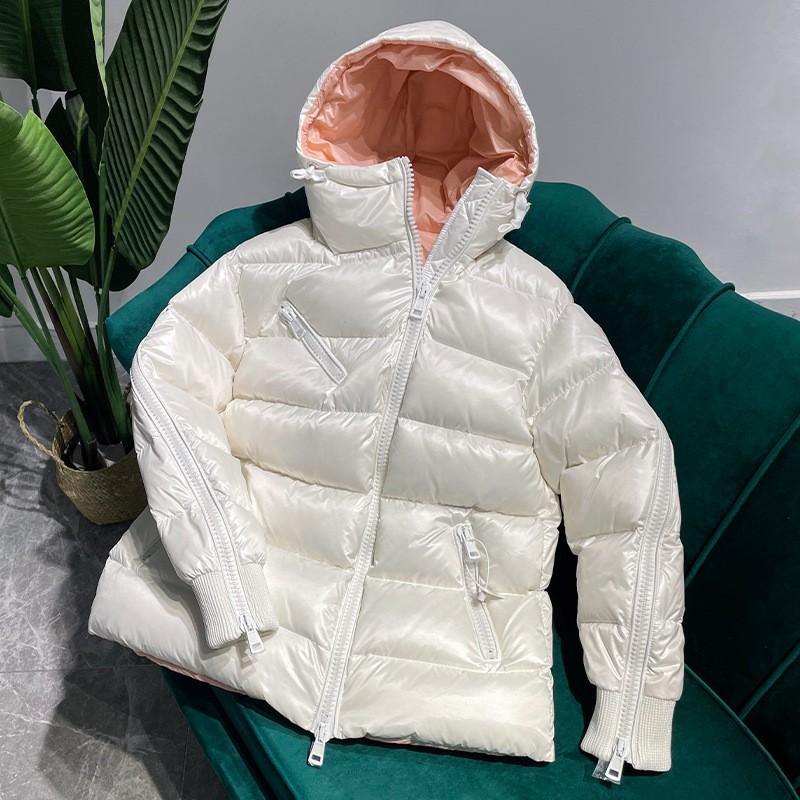 Womens Short White Goose Down Jacket Thick Warm Casual Hooded Winter Coat