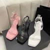 Sandals girl summer 2025 new fairy style thick heel with design sense niche square head women's high heel