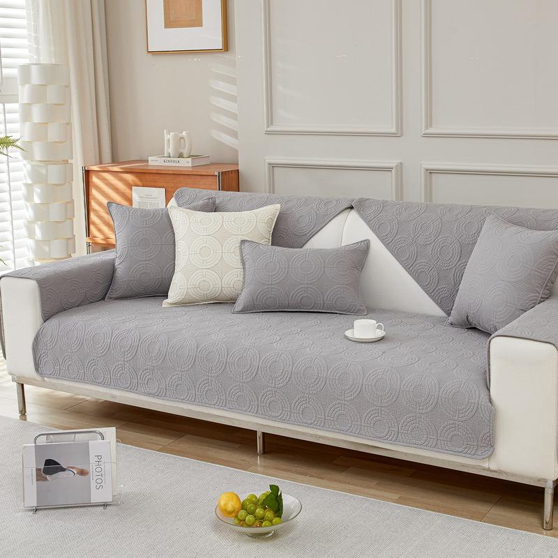 Solid Color Cotton Sofa Cushion, Universal Cover Cloth Towel For All Seasons, Simple Modern Sofa Cover  New Non-Slip Seat Cushion