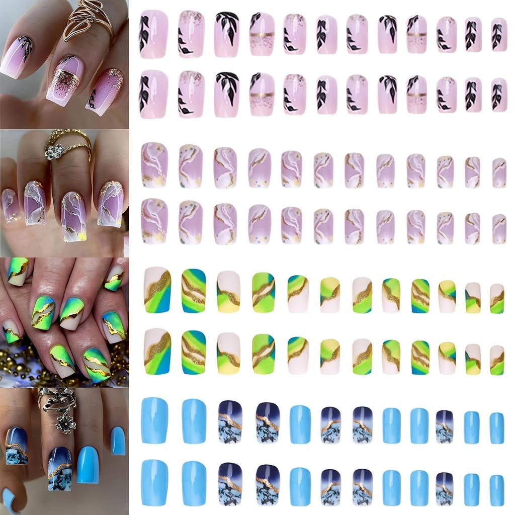 French Tip Press On Nails Almond Short Stick Fake Nails For Women Different Sizes Soft Gel False Nail Tips Kit