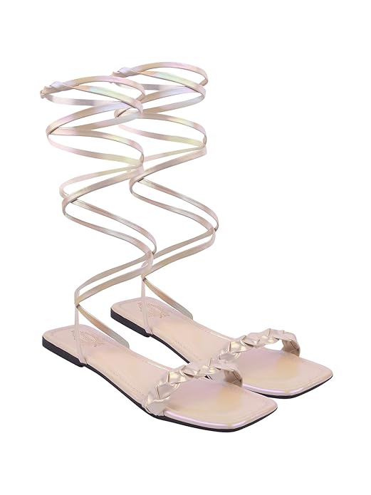 Shoetopia Stylish Ankle Wrap Flat Sandals For Women & Girls
