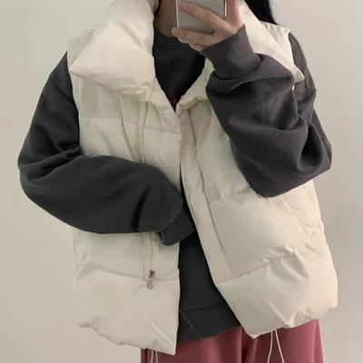 Koreanische Mode Winter Baumwollgepolsterte Warme Weste Damen Stehkragen Einfarbig All Match Jacke Lässig Hübsch Locker Kleidung Neues Design