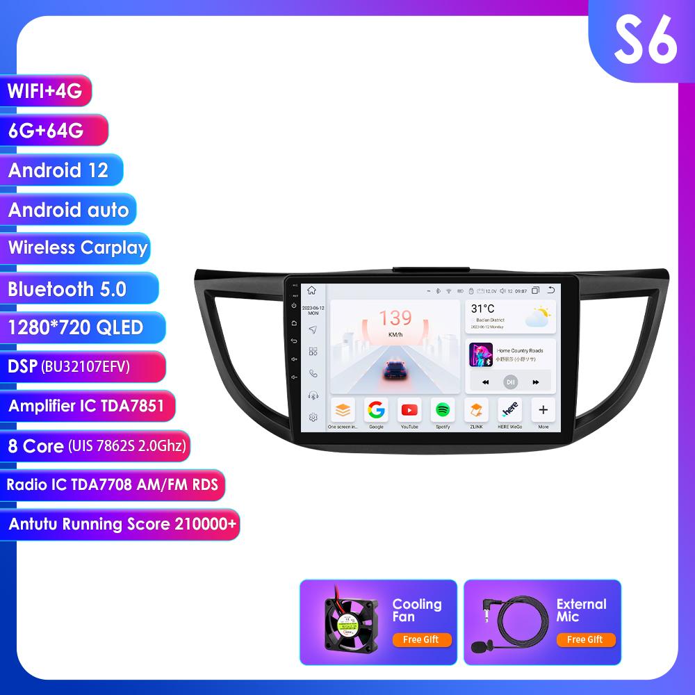 

Ossuret Car Intelligent Systems 2din Android Car Radio for Honda CR-V 4th 2012-2016 Intelligent Multimedia Video GPS Carplay Auto 4G Autoradio WIFI S6 8Core 6G 64G