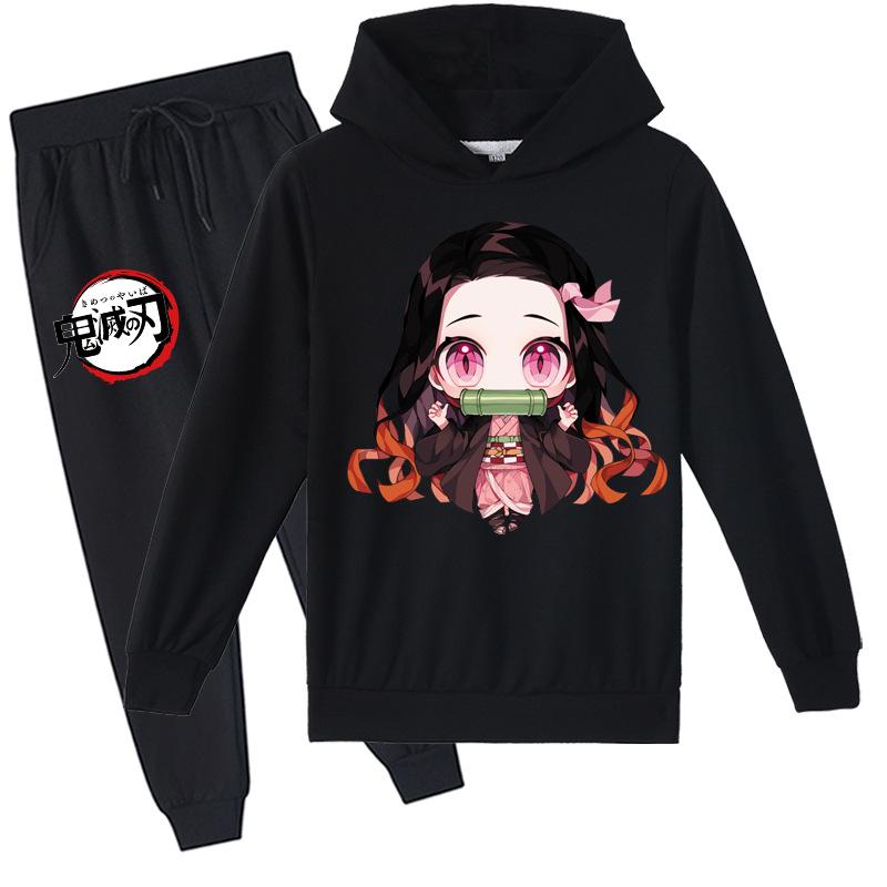 

Детские повседневные толстовки с капюшоном Kimetsu No Yaiba, пуловер с принтом, модные осенне-весенние толстовки, костюмы 110 чёрный