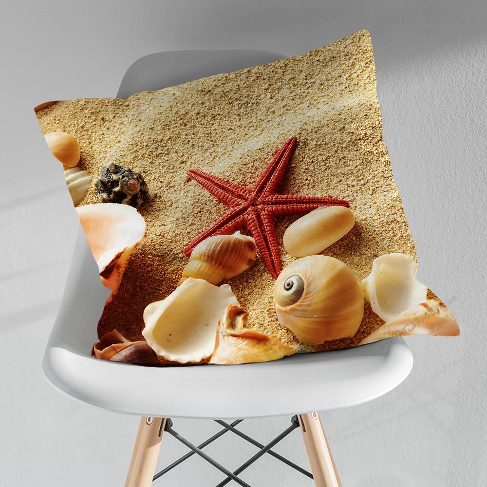 Sunset Beach Shells Starfish Pillow Case For 30x30cm45x45cm55x55cm For Home Bedroom Decoration And Protector