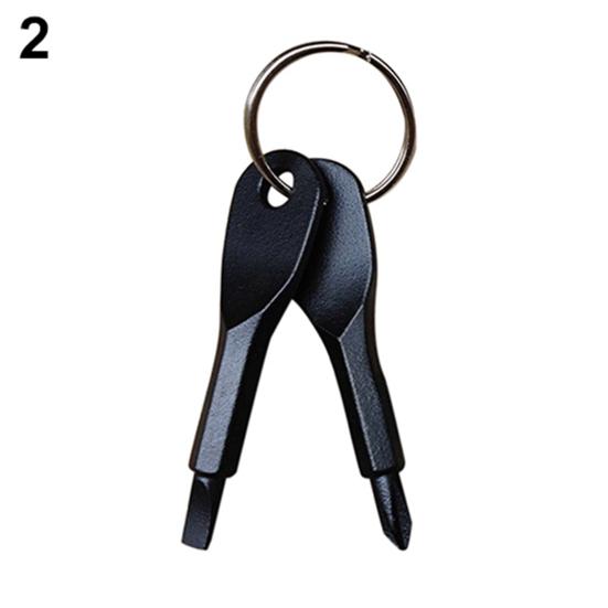 2 Keys Stainless Keychain Screwdriver Set Outdoor Multifunction Pocket Tool