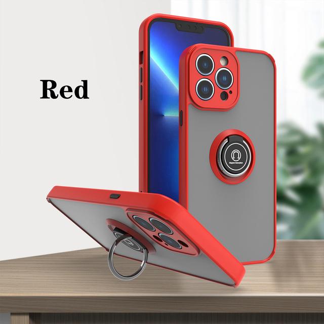 Military Magnetic Ring Holder Stand Matte Case For Iphone 14 13 12 Mini 11 Pro Max Plus X S Xr 7 8 Shockproof Translucent Cover