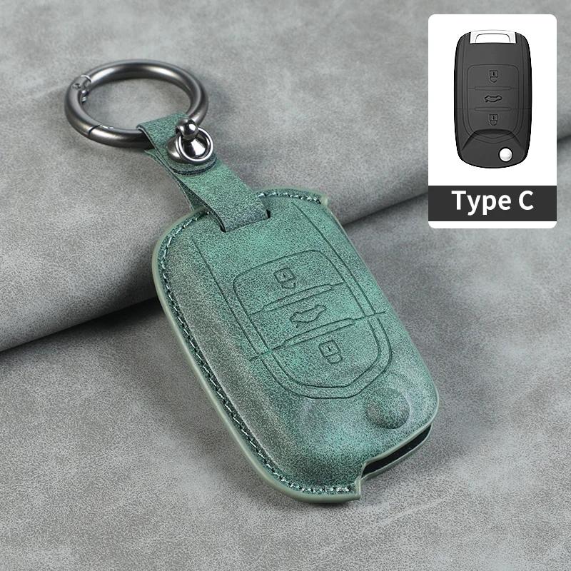 3 Button Leather Car Flip Key Case Cover for SGMW Wuling Hongguang Mini 2025 for Baojun 510 560 730 310W 530 360 200E Key Shell