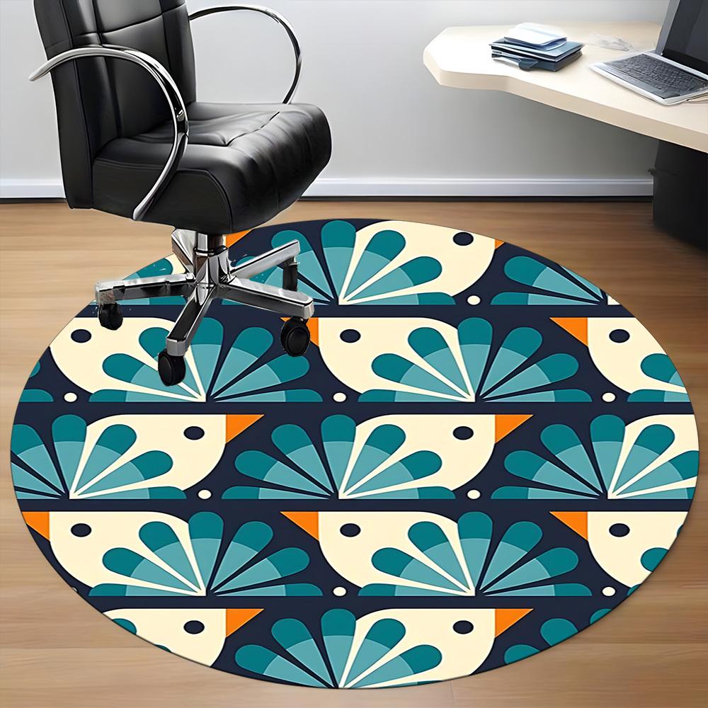 1pc Birds Pattern Office Round Area Rug, Indoor Mat Suitable For Office, Under Office Chairs Bedroom Living Room Home Decor, Room Deco