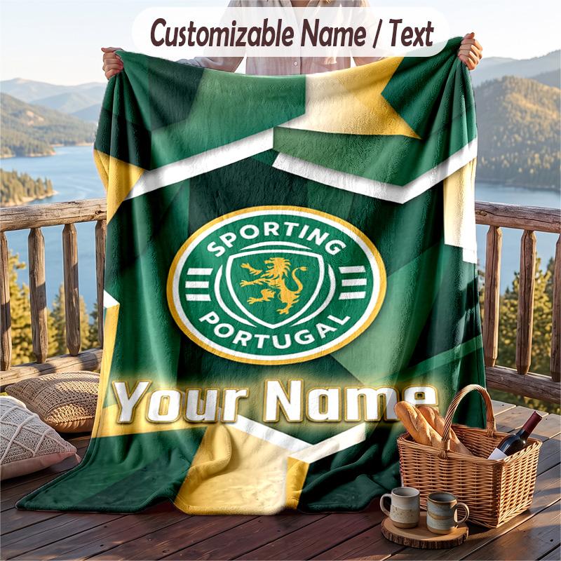 Flannel Blanket Sporting CP Print Custom Name Text Soft Throw for Sofa Bed
