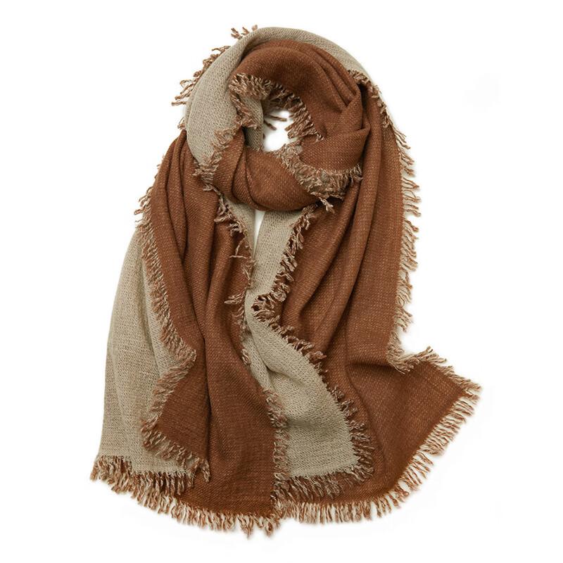 G·TENNA NXC345 Damen Wendeschal aus Kaschmir mit Fransen