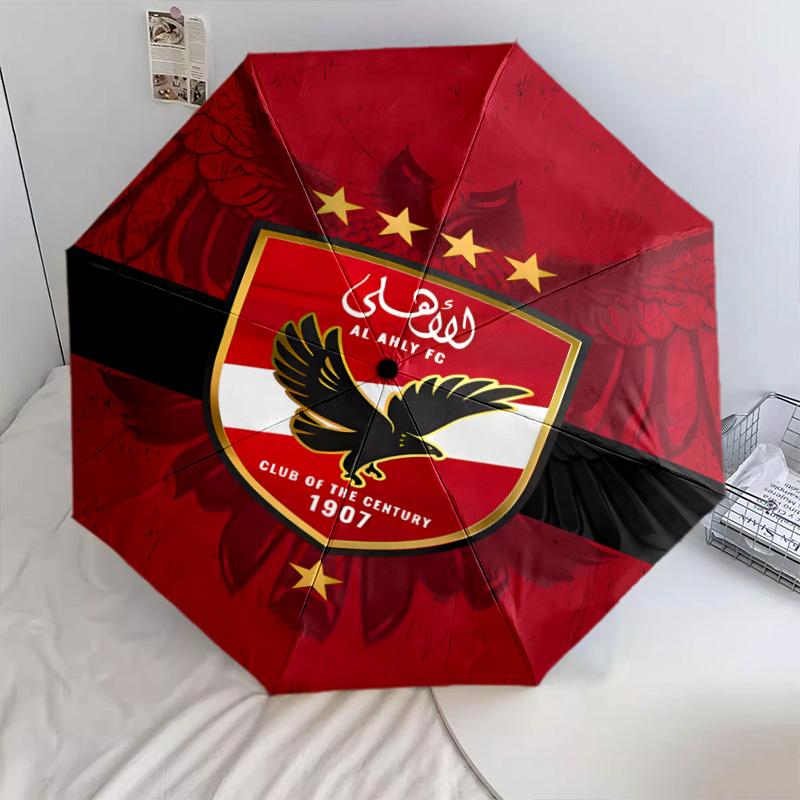 1 PC Automatic Folding Umbrella - Alahly Pattern Portable Foldable Design With 8 Ribs Christmas Birthday Gifts