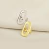 Nidin Simple Fashion Rectangular Shape Hollow Design Open Rings Adjustable For Female Copper Chunky Glossy Finger Jewelry