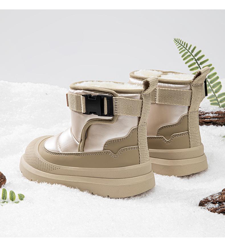 Hapi Bear Kids' Mid-Calf Winter Snow Boots with Velvet Lining - Boys & Girls Warm Cotton Shoes