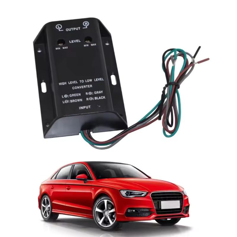 Car Audio-RCA Speaker Converter Adapter Sensitivity Adjustable High To Low Level Output Bass For Car Audio